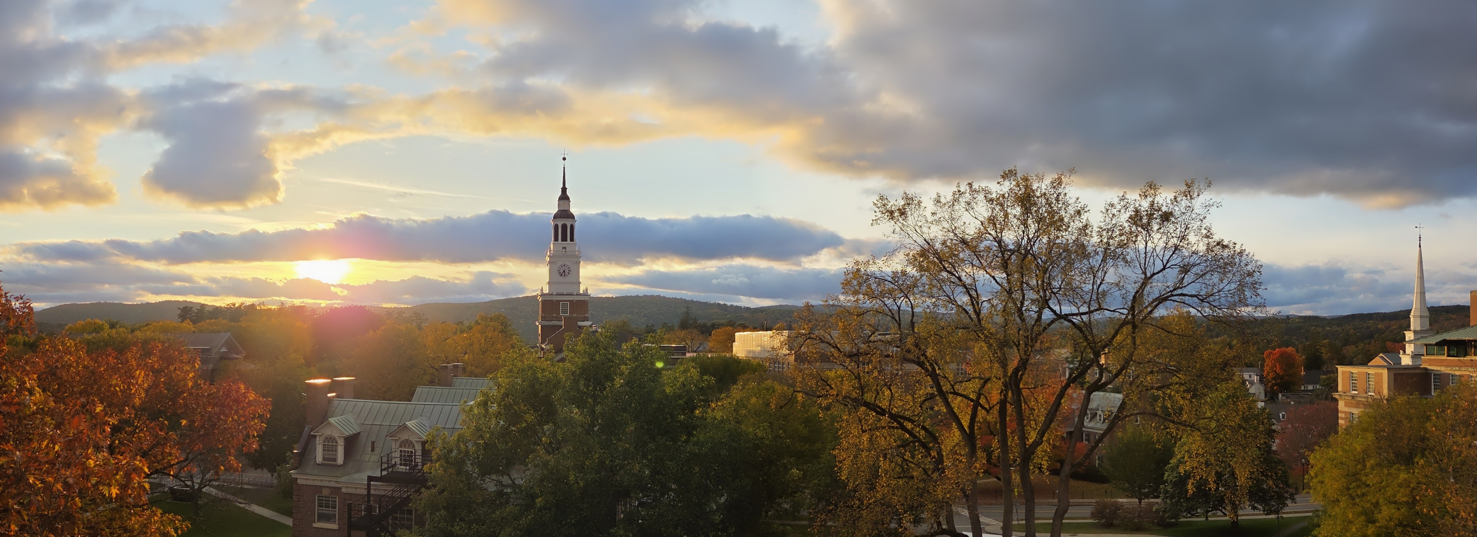 View of Dartmouth College at sunset